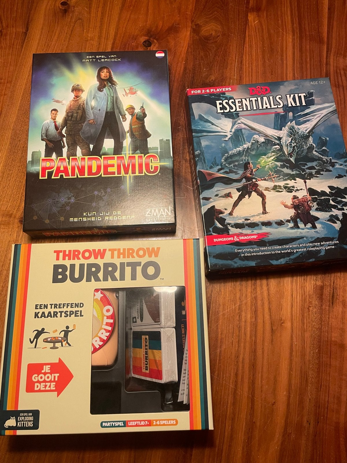 NIEUW: Pandemic, D&D Essentials Kit, Throw Throw Burri, Een of twee spelers, Ophalen of Verzenden, Nieuw