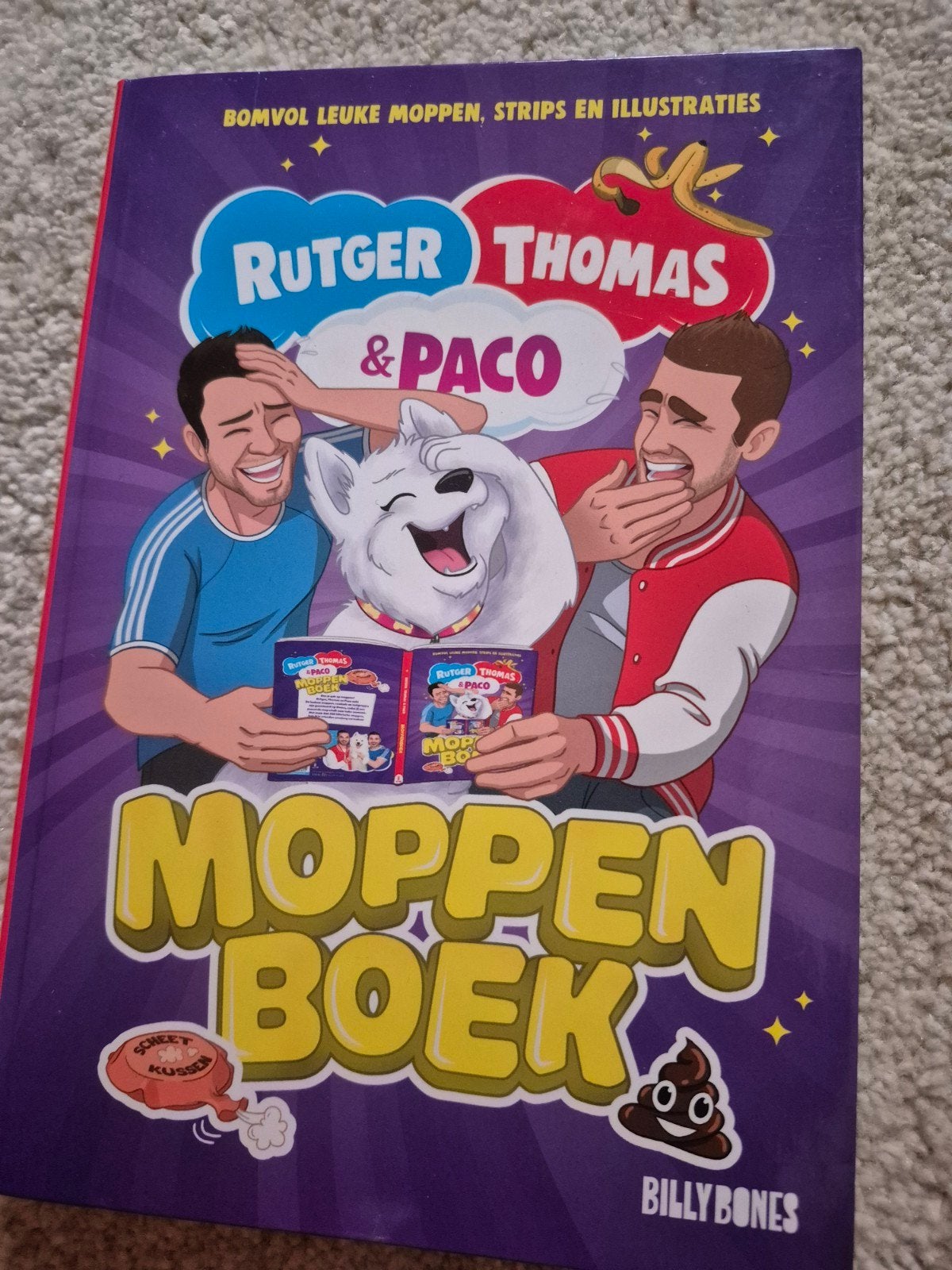 Rutger, Thomas & Paco Moppenboek - Bomvol Leuke Moppen, Ophalen of Verzenden, Zo goed als nieuw, Rutger, Thomas & Paco, Moppen