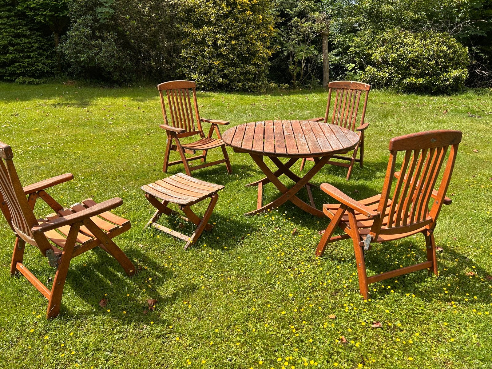 Herlag houten tuinset, Tuin en Terras, Tuinsets en Loungesets, Ophalen, Gebruikt, Eettafel, Tuinset