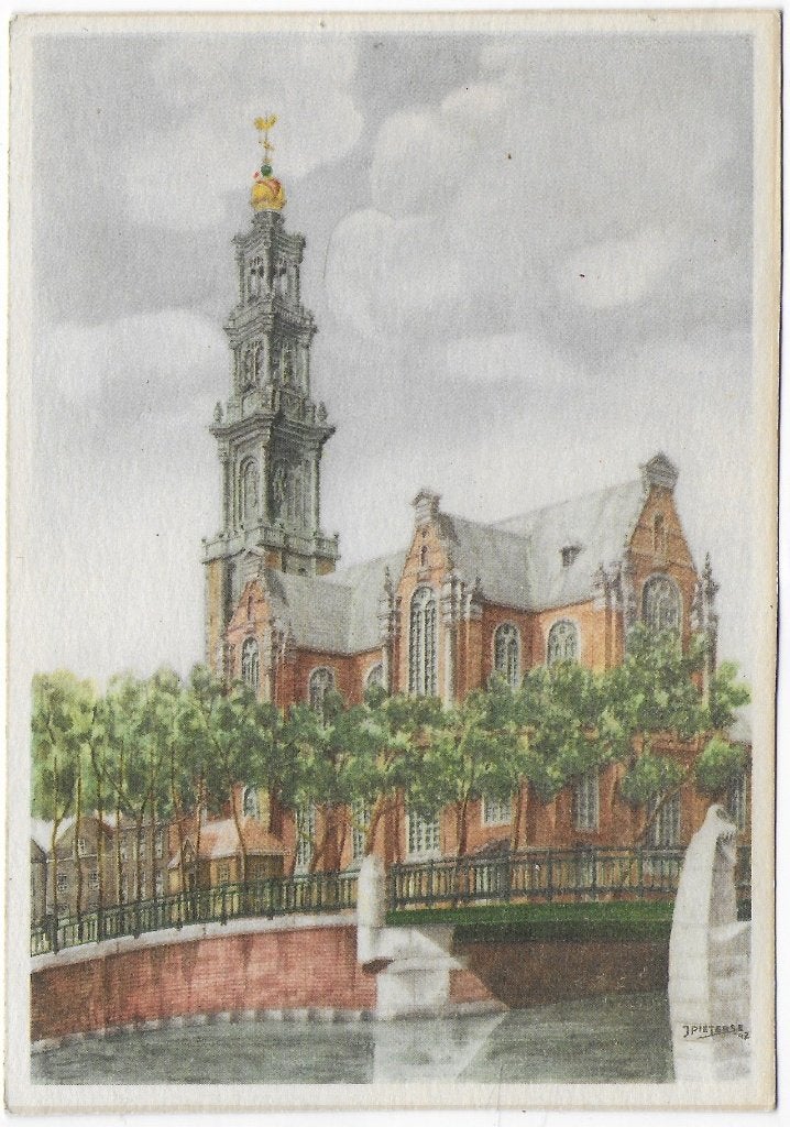 Westerkerk Amsterdam Ongelopen ansichtkaart B7958, Ophalen of Verzenden, 1980 tot heden, Ongelopen, Noord-Holland