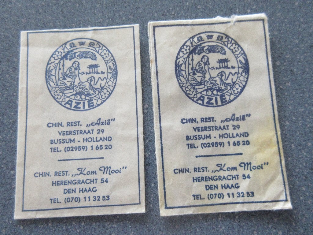 2 x Bussum, Chin.rest. Azië / Den Haag, Chin.rest. Kom Mooi, Verzenden, Nederland