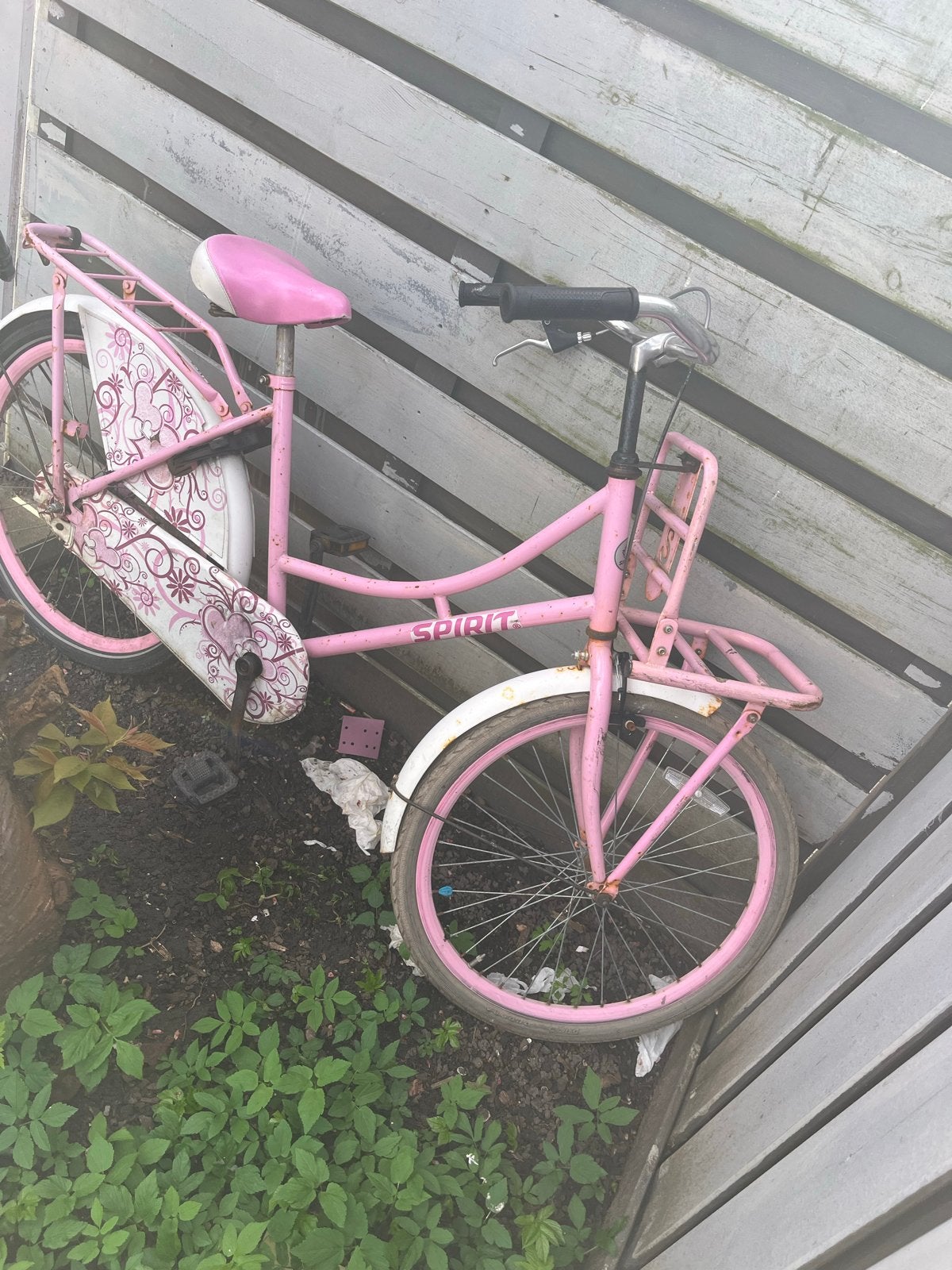 Roze Spirit kinderfiets met voordrager, Ophalen, Gebruikt, Terugtraprem, 20 inch