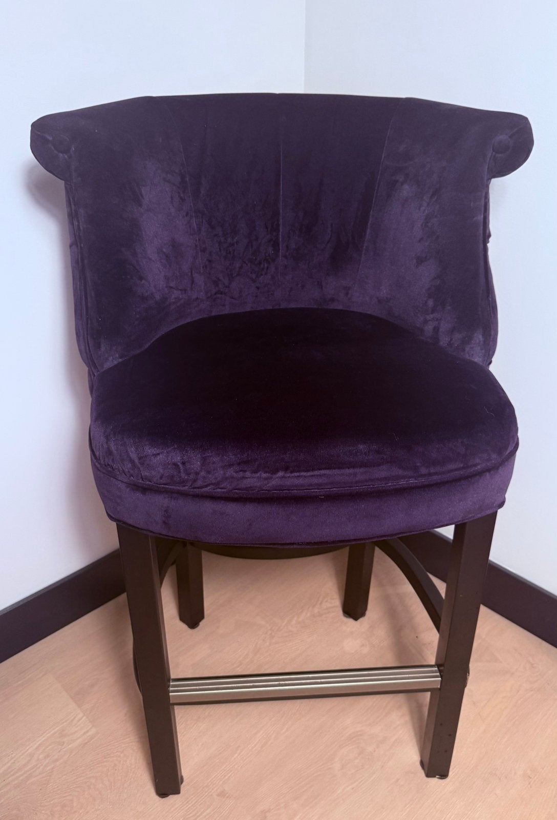 barkrukken set van 3 | Aubergine fluweel | Luxe, Ophalen, 5 krukken of meer, 60 tot 90 cm, Zo goed als nieuw