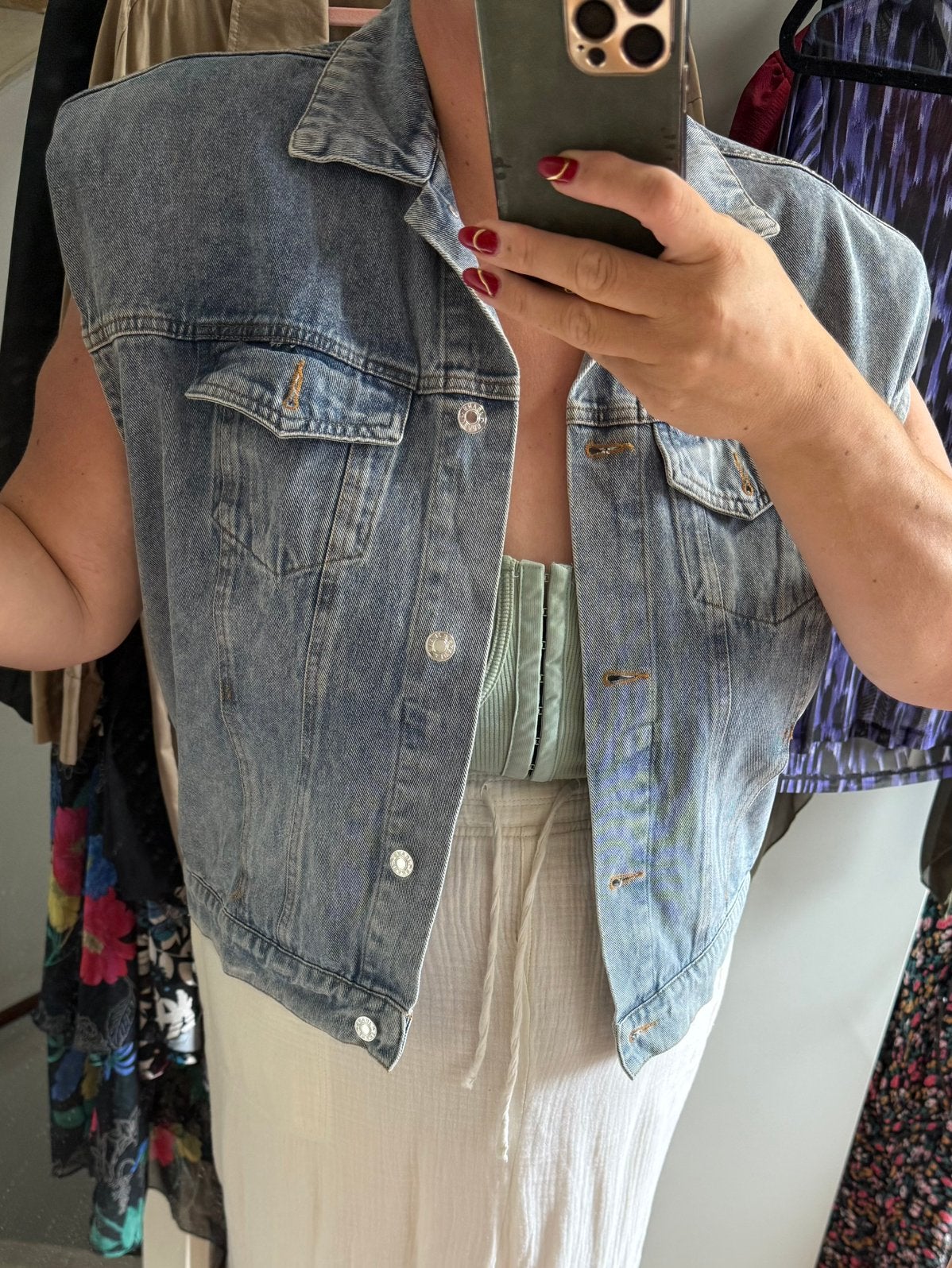 Loavies spijkergilet met schouderpadding / maat M L XL, Ophalen of Verzenden, Zo goed als nieuw, Maat 38/40 (M), Blauw