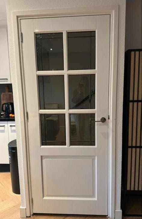 Binnendeur glas in lood, Ophalen of Verzenden, 200 tot 215 cm, Glas, Buitendeur