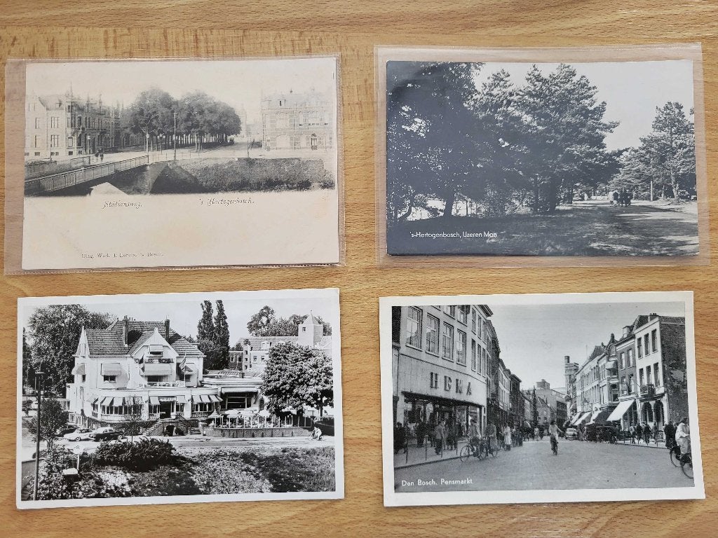 Den Bosch Stationsweg Pensmarkt Ijzeren man Hotel Royal (4x), Ophalen of Verzenden, Voor 1920, Noord-Brabant