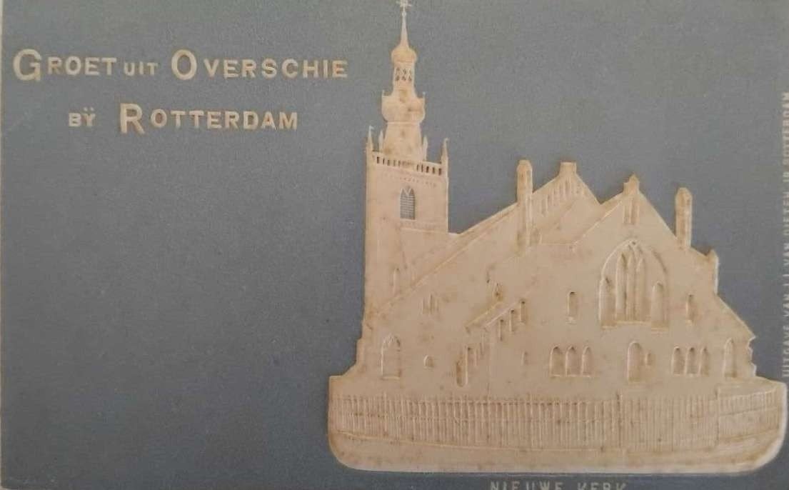 Reliëfkaart Overschie (Rotterdam) ca. 1902 - Grote Kerk, Ophalen of Verzenden, Voor 1920, Ongelopen, Zuid-Holland