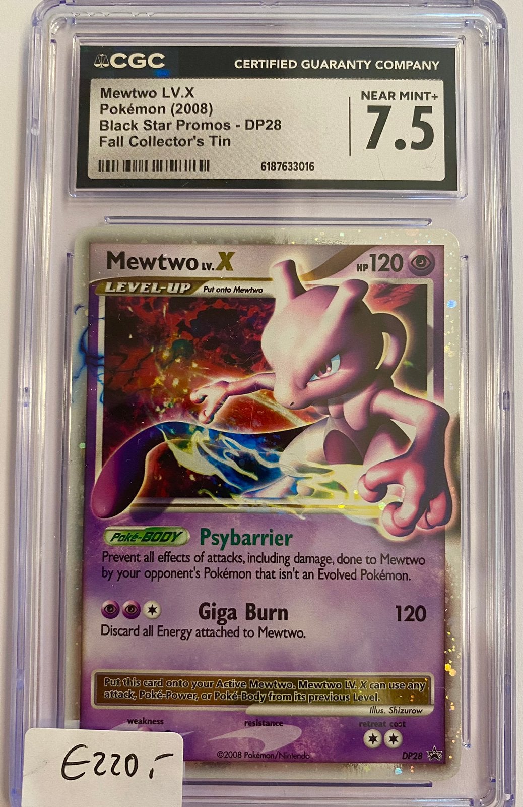 Near Mint Mewtwo LV. X promo DP28 CGC7.5, Ophalen of Verzenden, Nieuw, Losse kaart, Foil