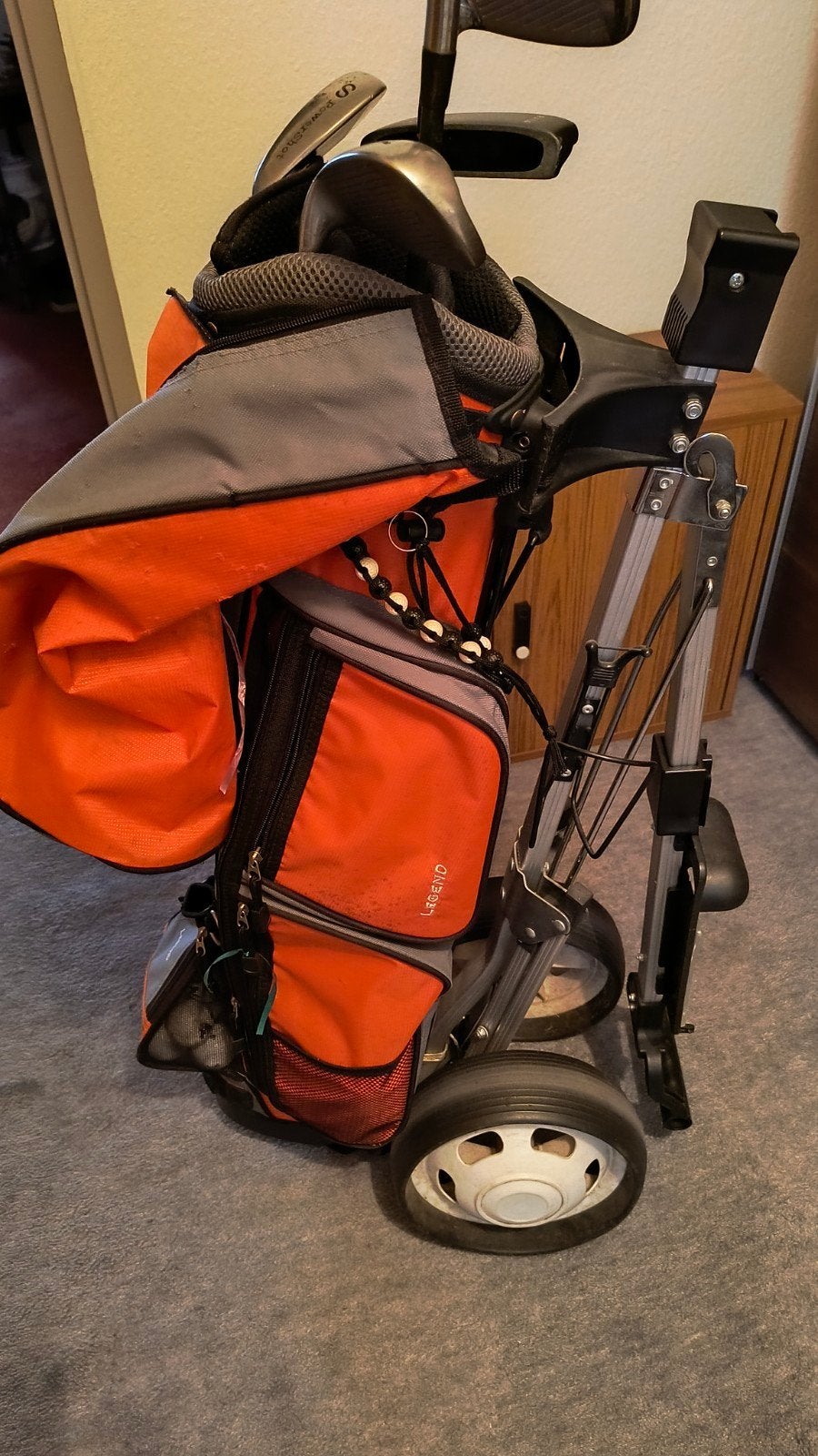 Complete golfset: Golftas met karretje en clubs, Ophalen, Gebruikt, Set