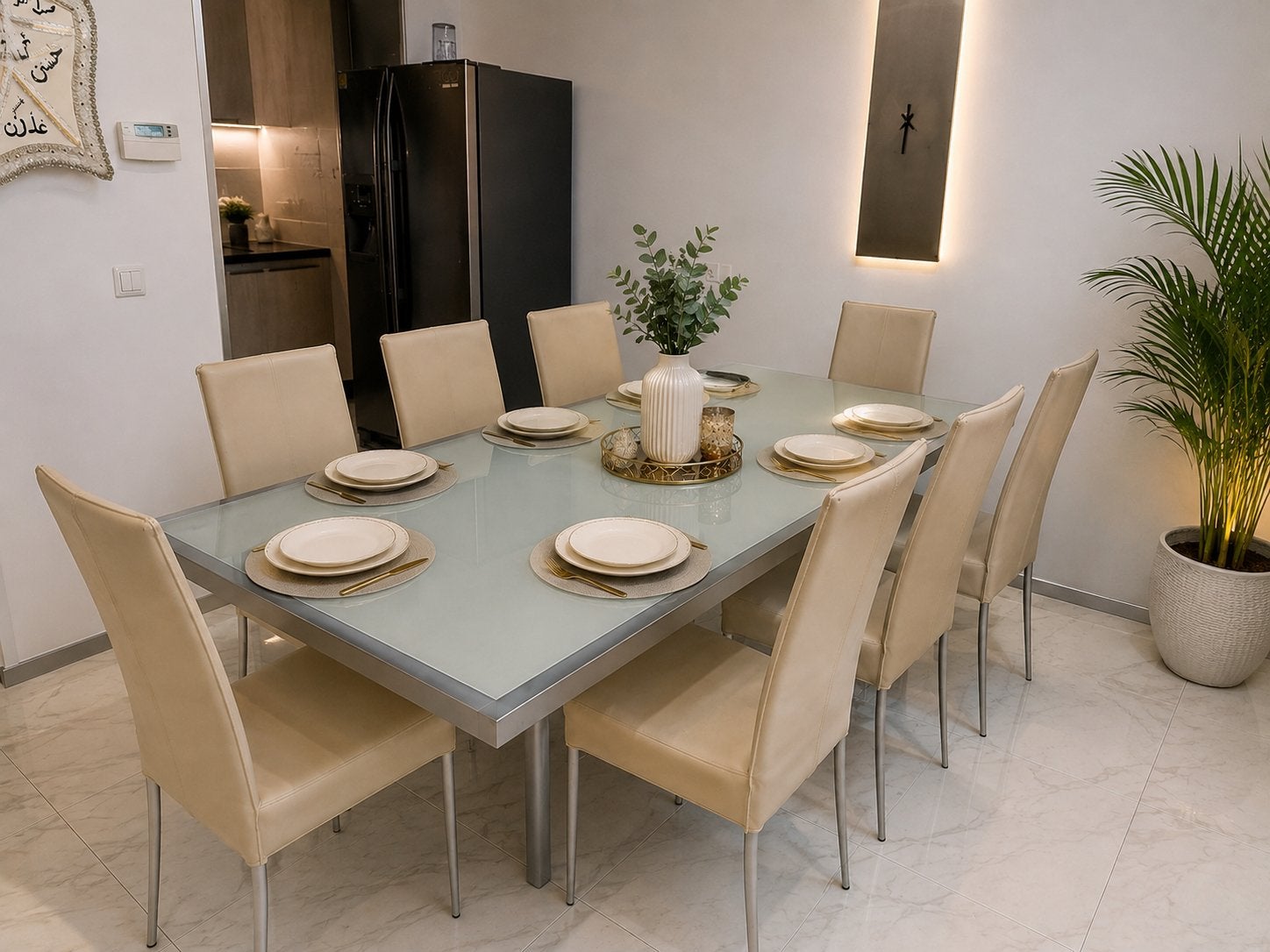 Luxe Eetkamerset: Uitschuifbare Tafel met Leren Stoelen, Ophalen, Overige materialen, 100 tot 150 cm, Zo goed als nieuw