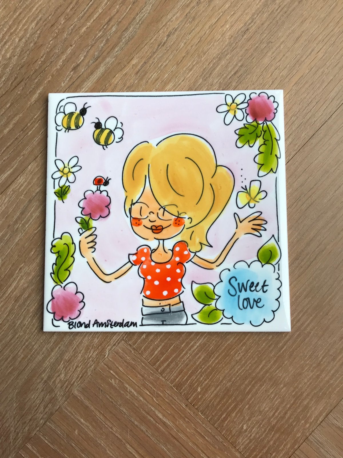 Blond Amsterdam LE / SE handwerk tegel sweet love meisje, Huis en Inrichting, Keuken | Servies, Ophalen, Nieuw, Aardewerk, Bord(en)