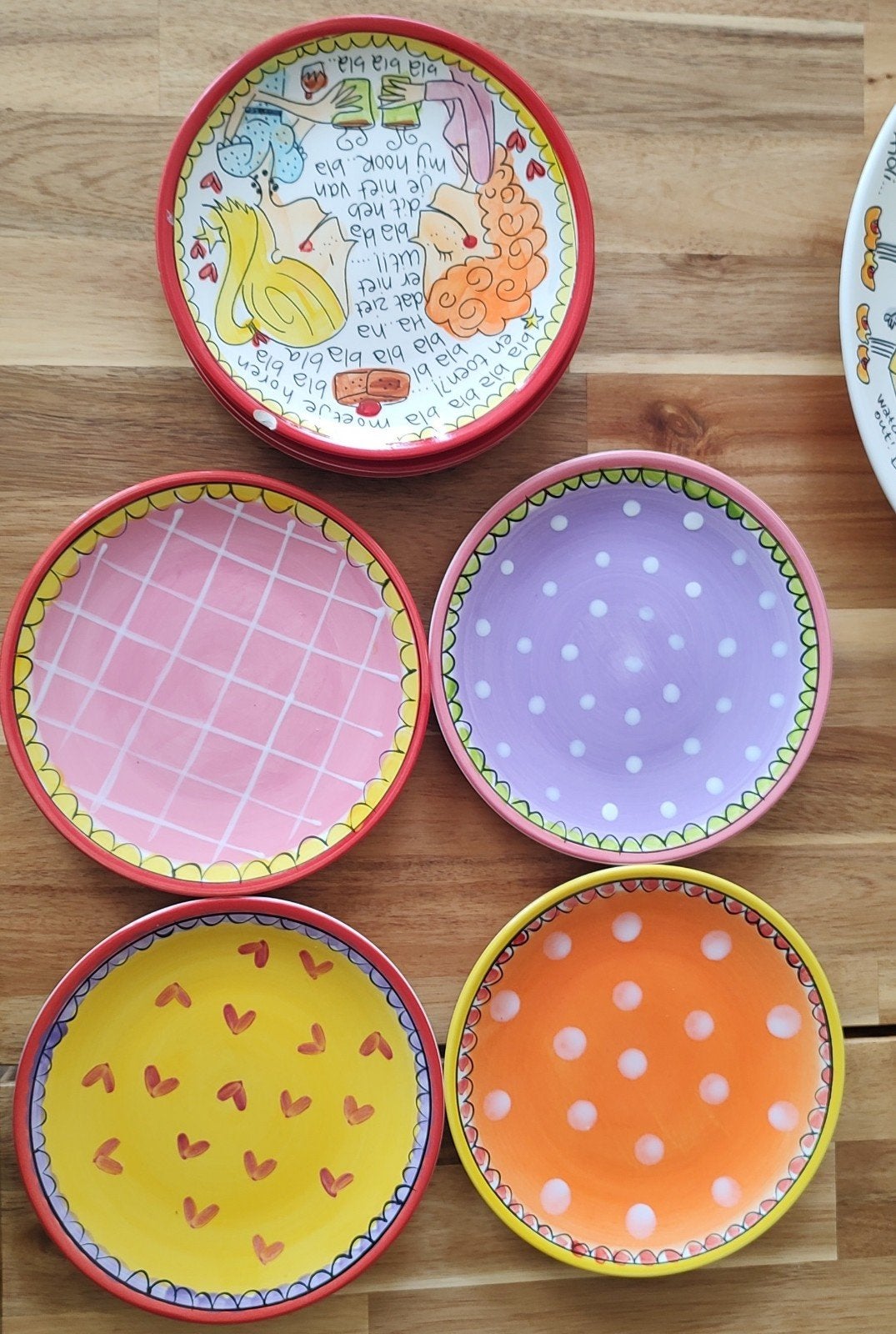 Blond: Gebaksbordjes bla bla set - 7 stuks (1 gratis), Ophalen of Verzenden, Zo goed als nieuw, Bord(en), Aardewerk