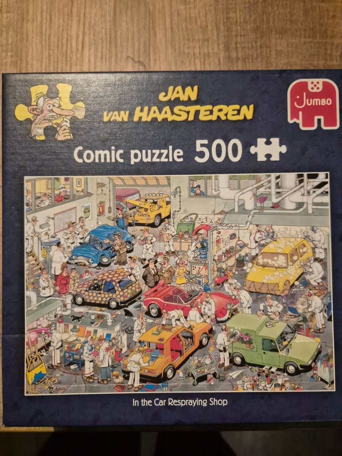 Jan van Haasteren Comic Puzzel - In the Car Respraying Shop, Ophalen of Verzenden, Minder dan 500 stukjes, Gebruikt, Legpuzzel