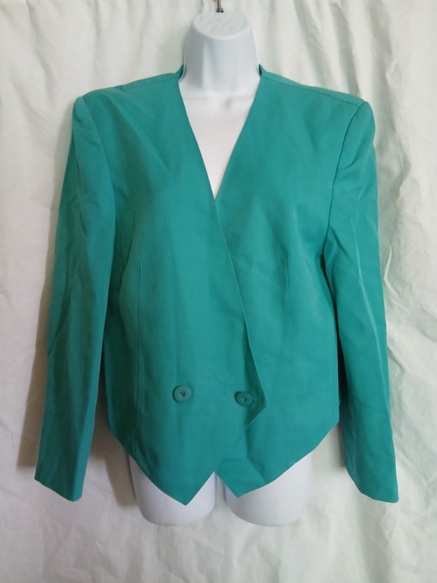 Groen dames jasje. 45% wol. Mt 40. Merk Trevira, Maat 38/40 (M), ., Ophalen of Verzenden, Zo goed als nieuw