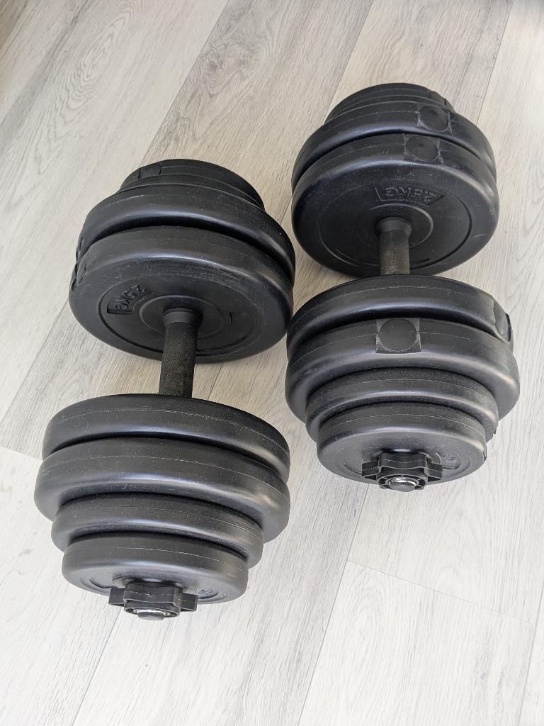 Halterset 2x15 kg - verstelbaar, Sport en Fitness, Fitnessmaterialen, Ophalen, Gebruikt, Dumbbell