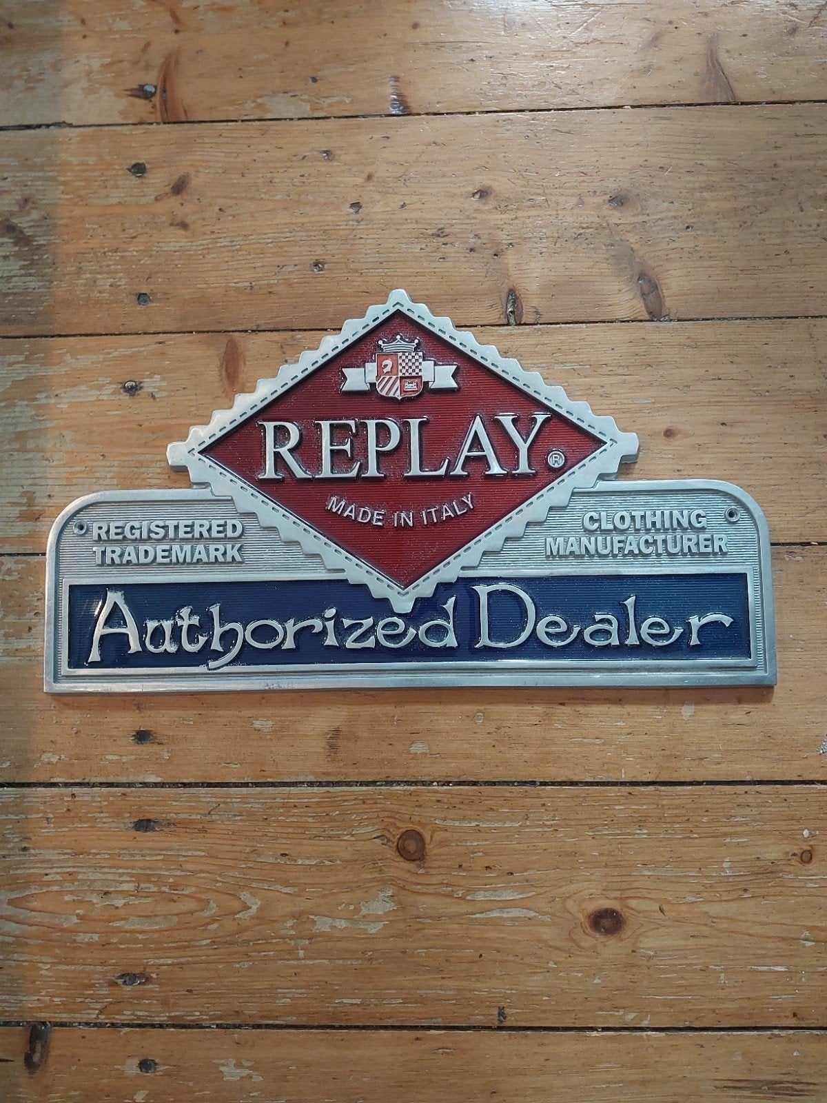 Replay Authorized Dealer Reclamebord - Made in Italy, Verzamelen, Ophalen of Verzenden