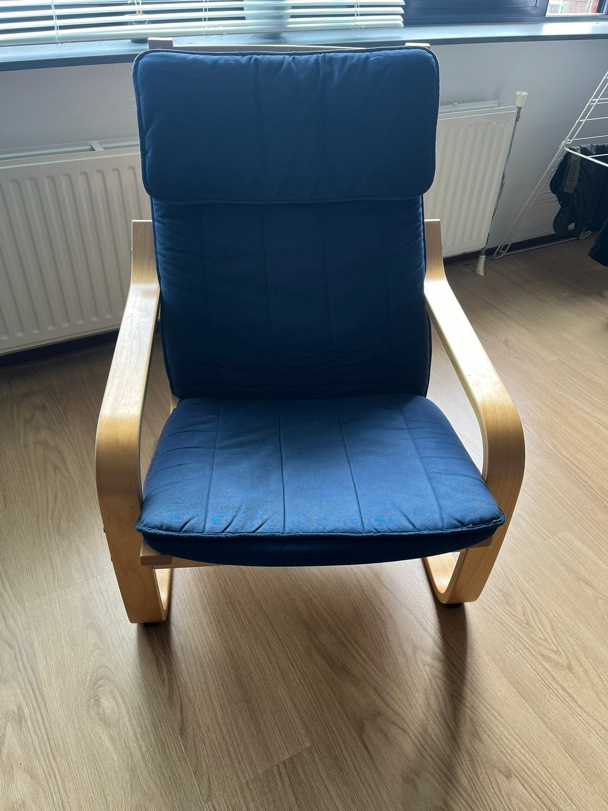 IKEA schommelstoel POÄNG blauw, Ophalen, Gebruikt, 75 tot 100 cm, 50 tot 75 cm