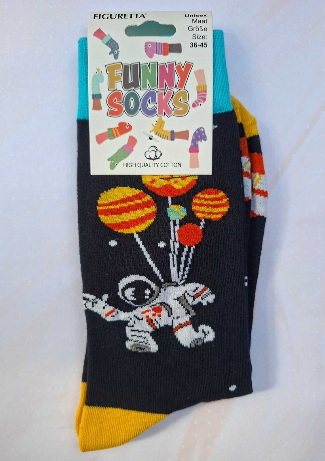 Funny Socks; One Size (Astronaut/Ruimte-print), Overige kleuren, Nieuw, Overige maten, Ophalen of Verzenden