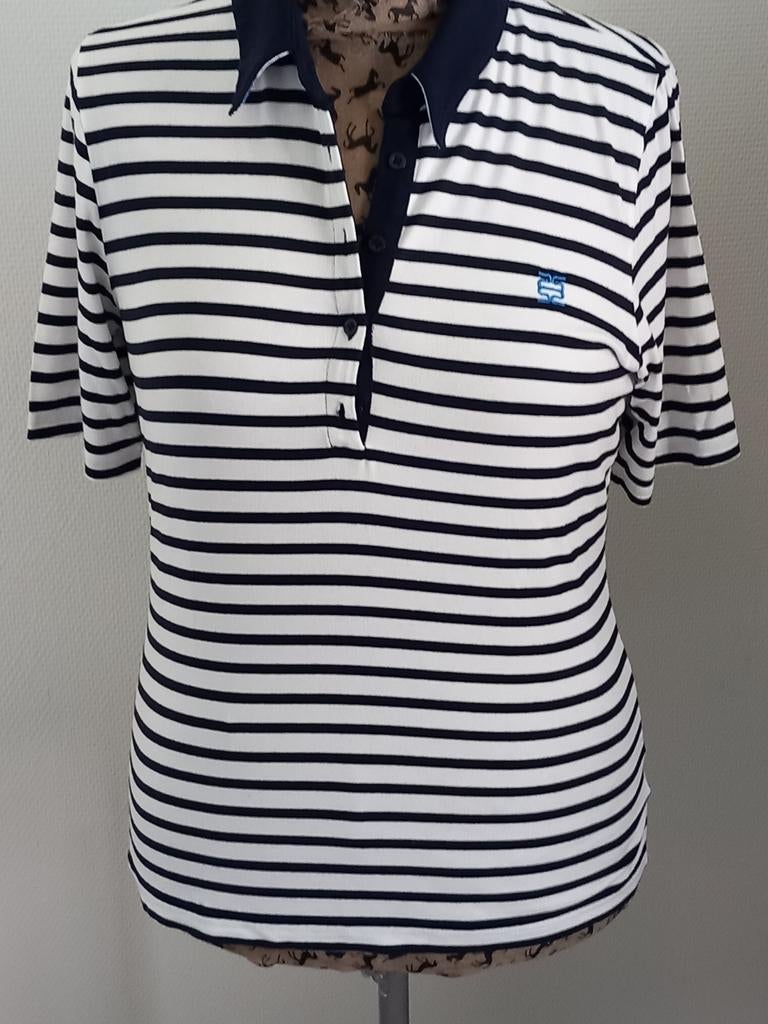 Polo shirt 46 wit blauw RS sport viscose met elast, RS sport, Blauw, Maat 46/48 (XL) of groter, Ophalen of Verzenden