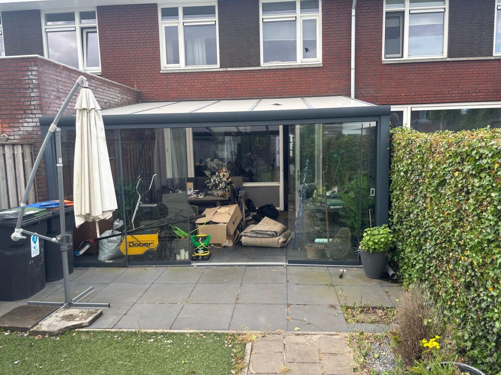 Veranda met schuifdeuren met licht!- Snel beschikbaar!, Tuin en Terras, Overkappingen, Ophalen of Verzenden, Gebruikt, Veranda