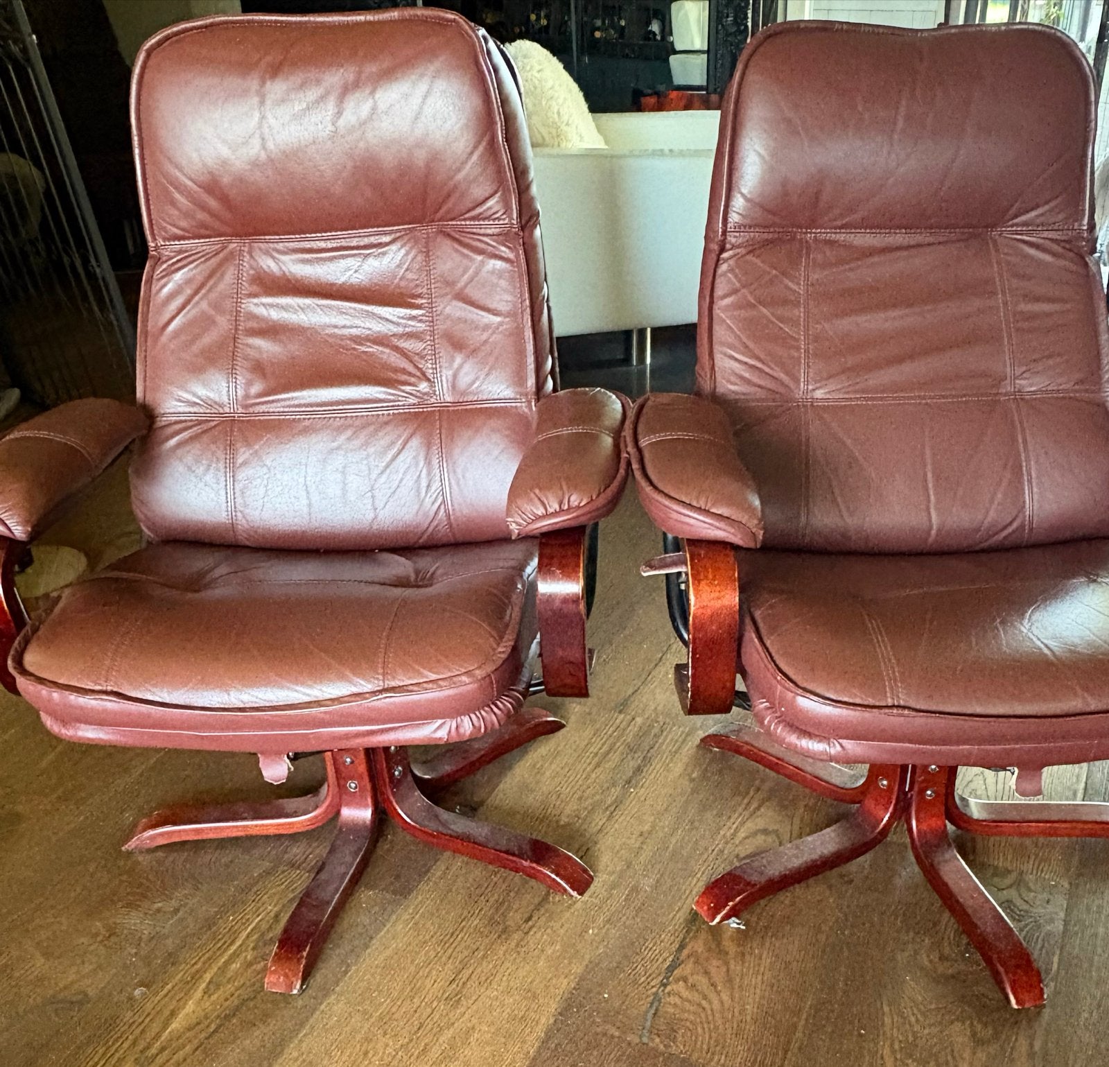2 Leren Relaxfauteuils - Comfortabel en Gebruikt, Ophalen, Gebruikt, Twee, Bruin