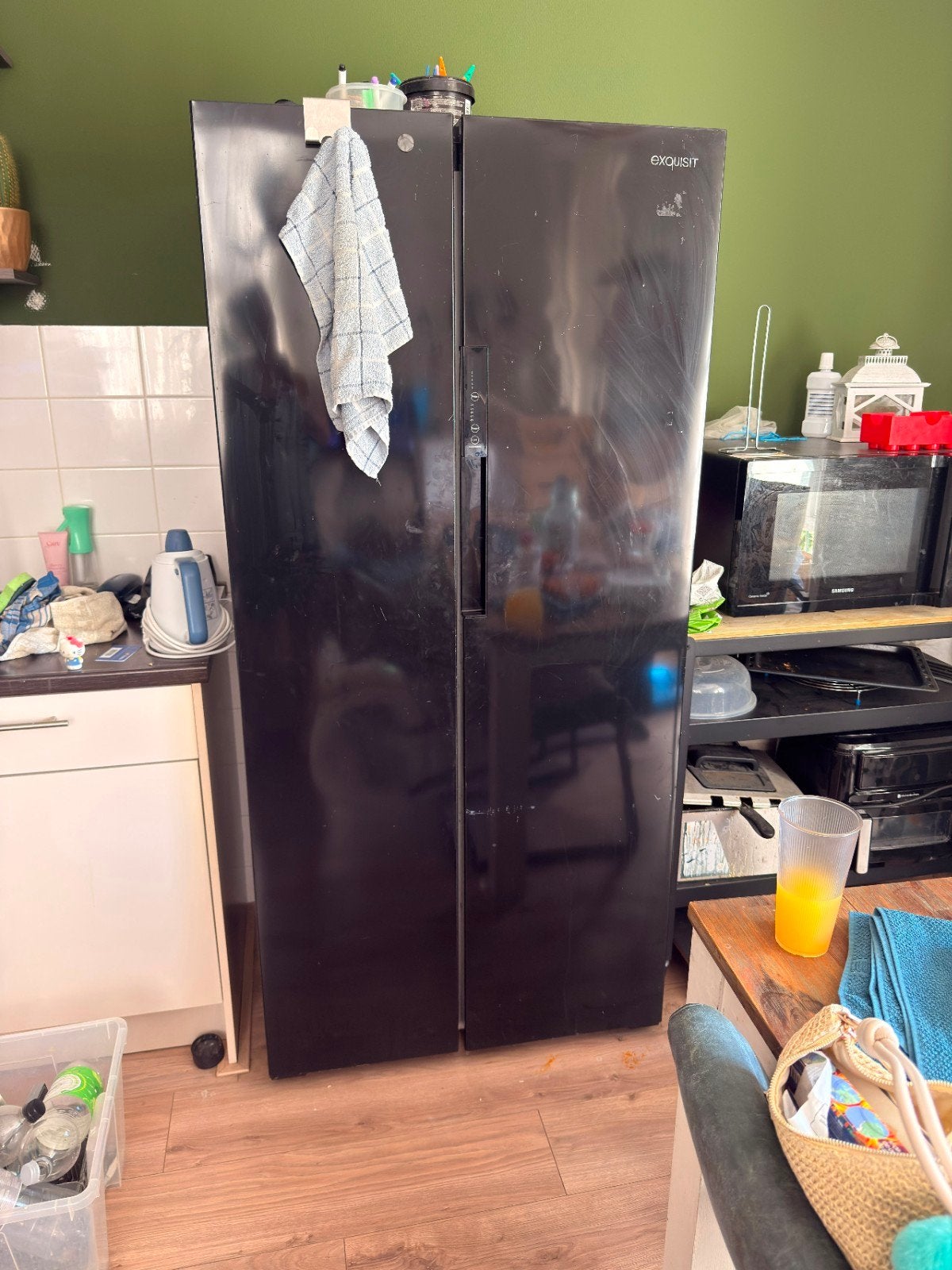 EXQUISIT SBS235-200FBLACK Amerikaanse koelkast diepvries, Witgoed en Apparatuur, Koelkasten en IJskasten, Ophalen, Gebruikt, 200 liter of meer