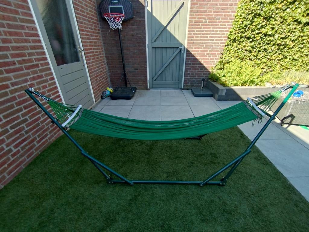 Hangmat met opvouwbaar frame tot 180 kilo, mafmat, Tuin en Terras, Hangmatten, Ophalen