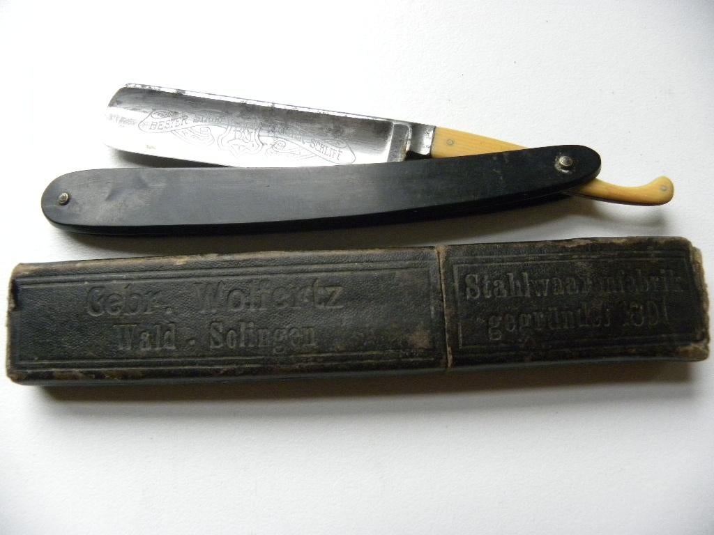 Zeldzaam antiek scheermes Gebrüder Wolfertz Solingen, Ophalen of Verzenden