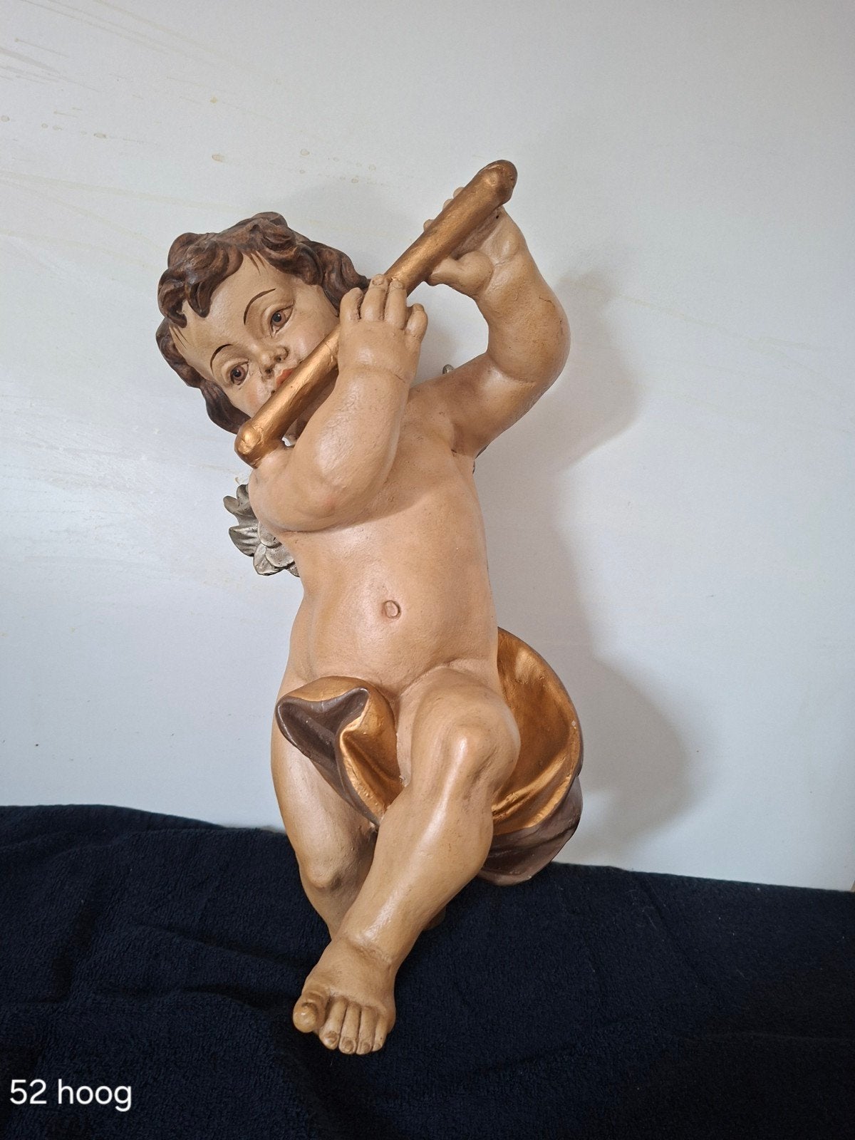 Unieke Set van 4 Grote Handgesneden Houten Muzikantenengelen, Antiek en Kunst, Kunst | Beelden en Houtsnijwerken, Ophalen, Houtsnijwerk