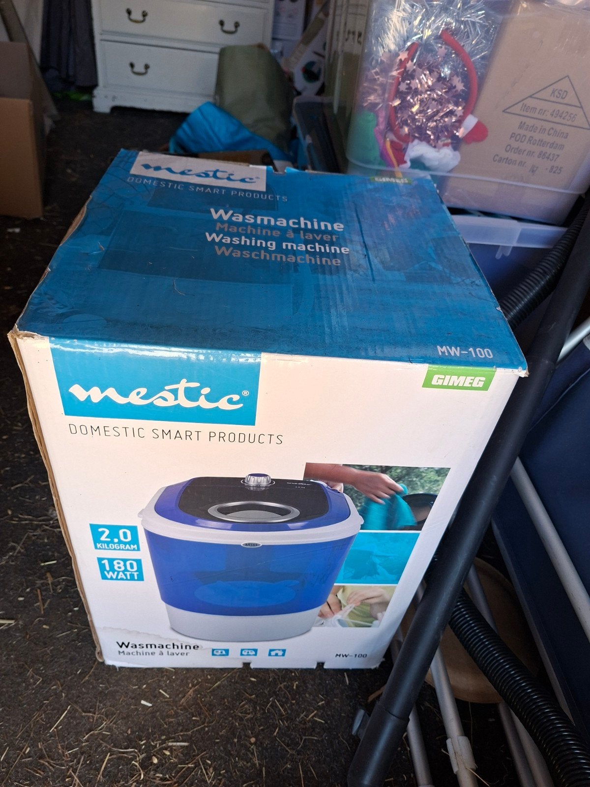 Mestic MW-100 Mini Wasmachine 2 kg - Ideaal voor Camping, Ophalen, Minder dan 85 cm, Minder dan 4 kg, Minder dan 1200 toeren