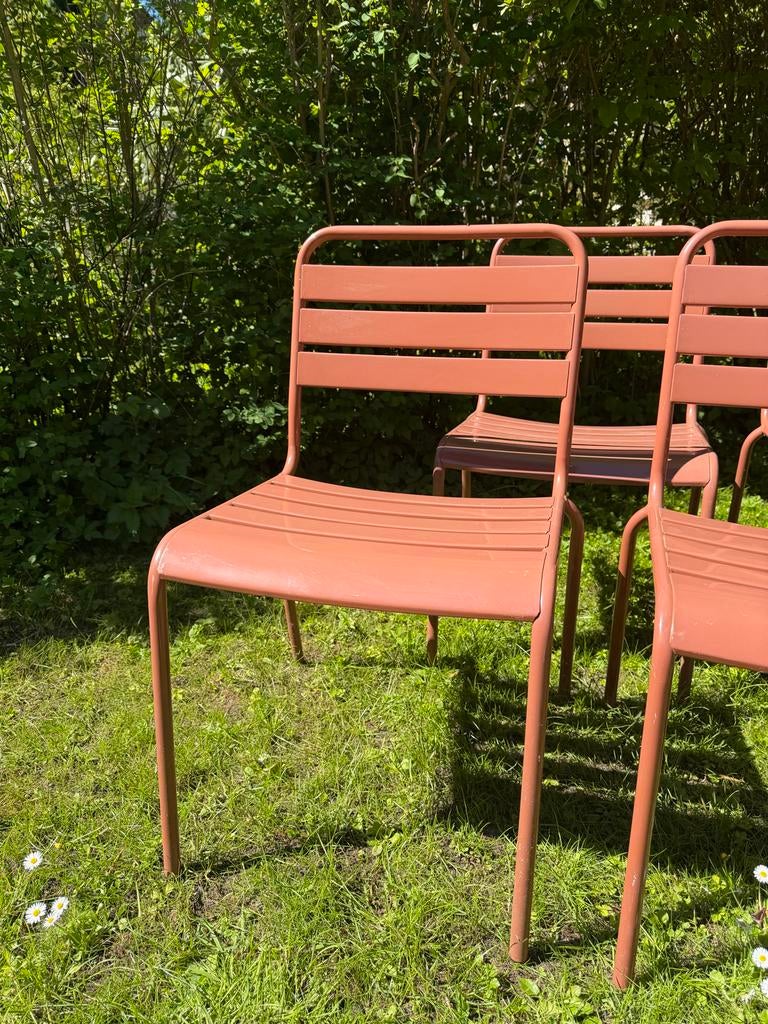 6 terracotta metalen tuinstoelen Maximavida, Ophalen, Gebruikt, Overige kleuren, Metaal