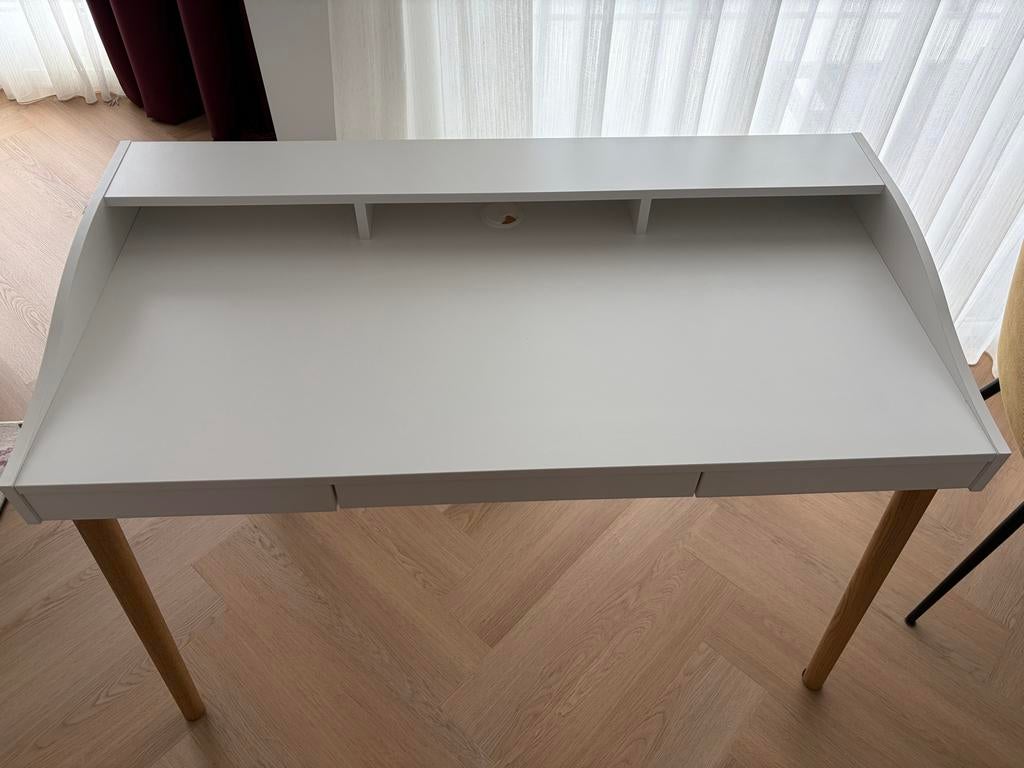 Woodman Lindenhof bureau wit met lade 120x60 cm, Ophalen, Scandinavisch, Zo goed als nieuw, Computerbureau