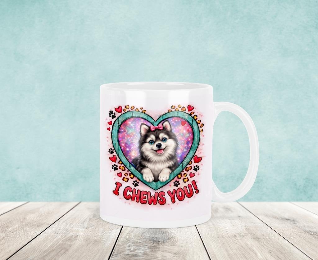I Chews You Pomsky Mok - Valentijnsdag, Verzenden, Keramiek, Nieuw, Overige stijlen