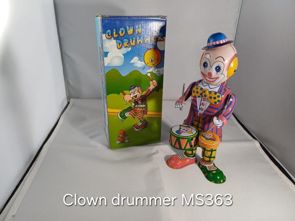 Blikken speelgoed clown drummer, Antiek en Kunst, Antiek | Speelgoed, Ophalen of Verzenden