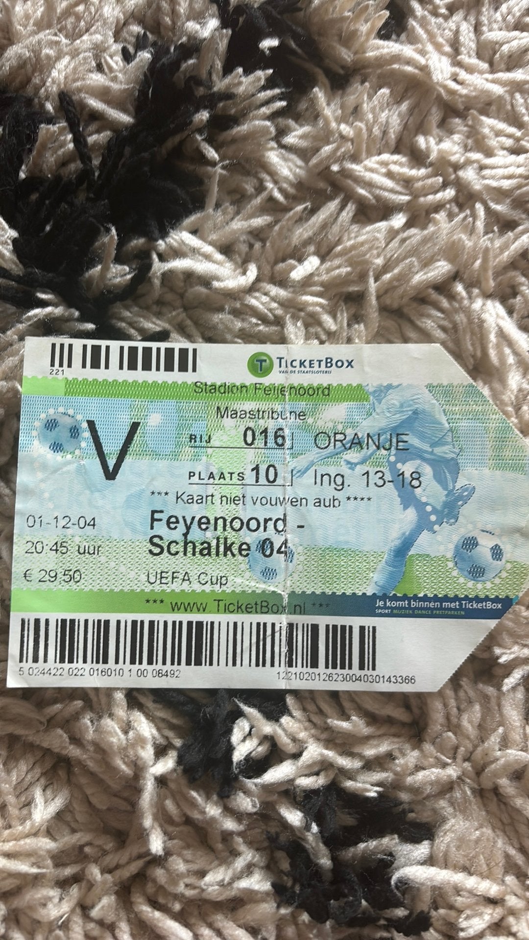 Oud stadionticket feyenoord schalke 2004, Verzamelen, Ophalen of Verzenden, Zo goed als nieuw, Feyenoord