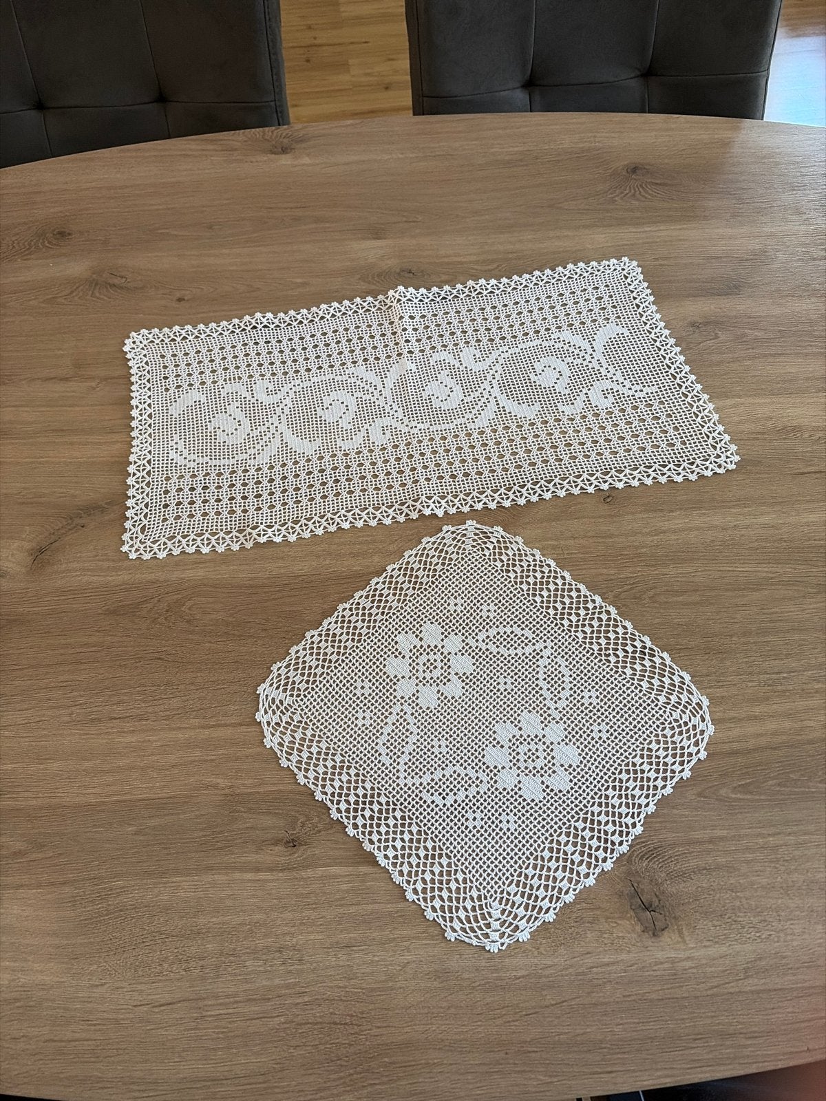 Gehaakte tafelkleden set - wit, handgemaakt, Ophalen of Verzenden, Katoen, Wit, Gehaakt