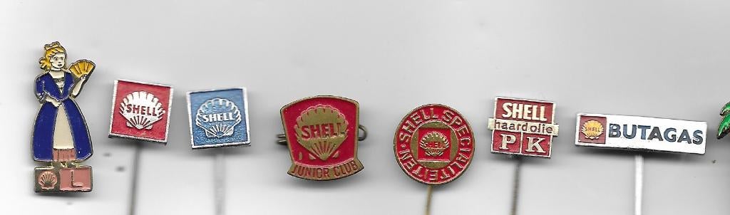 7 SHELL VERSCHILLENDE SPELDEN, Verzamelen, Verzenden, Gebruikt, Merk, Speldje of Pin