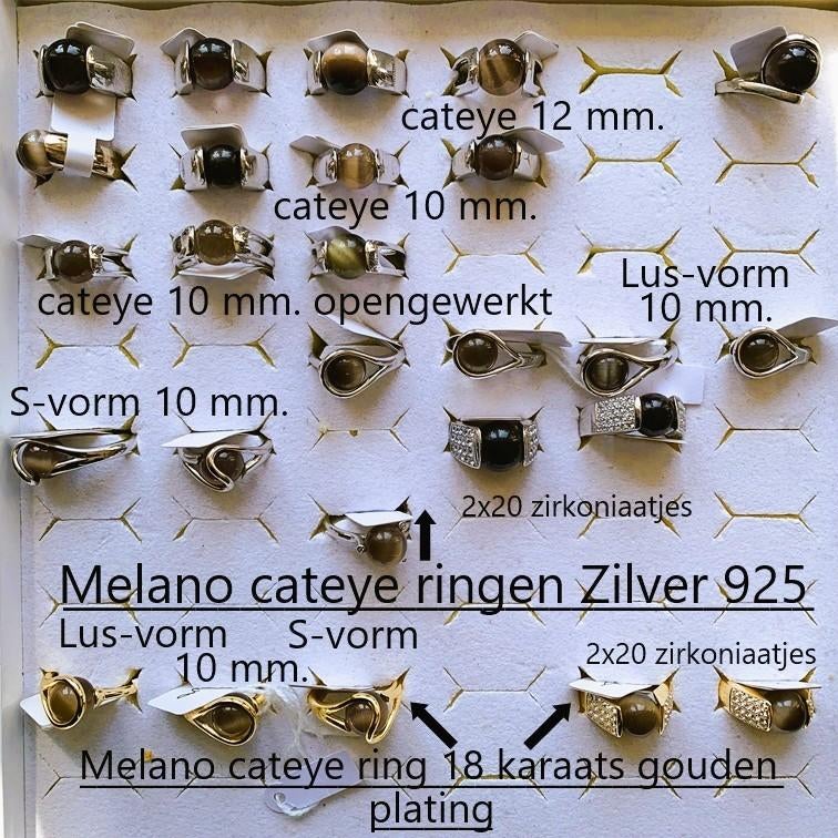NIEUW:Melano Cateye Ringenin Zilver en Verguld en balletjes, Nieuw, Ophalen of Verzenden, 17 tot 18, Dame of Heer