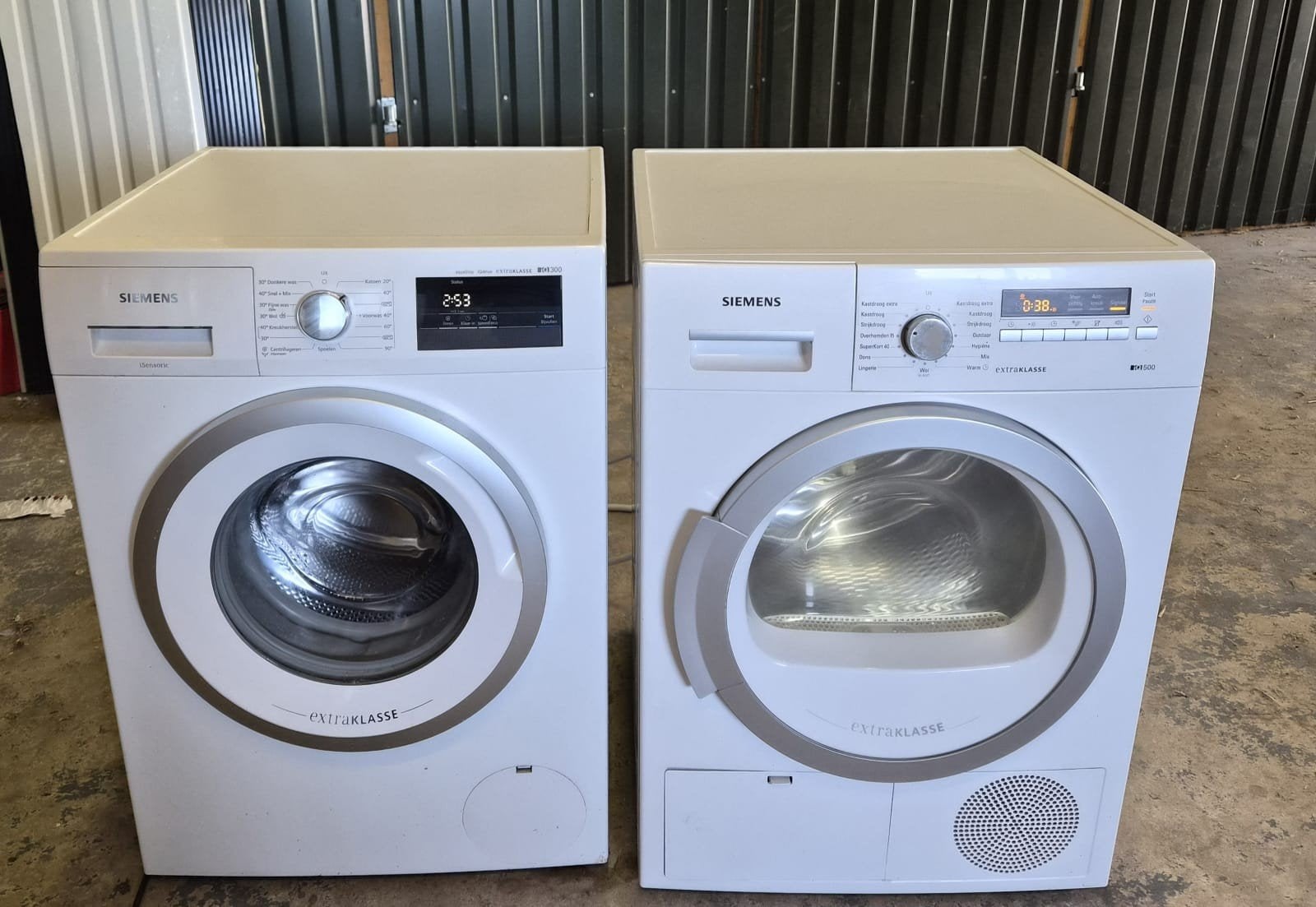Siemens IQ500 Wasmachine en Droger Set, Ophalen, 6 tot 8 kg, Gebruikt, Minder dan 85 cm