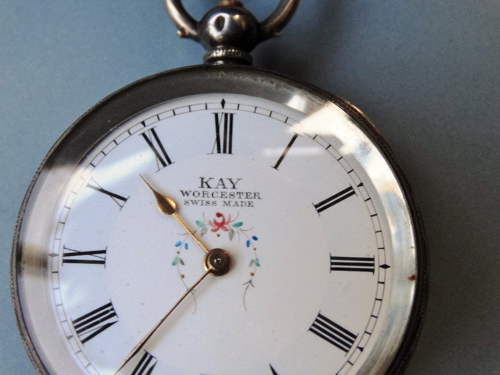 Vestzakhorloge zilver Zwitsers, Kay Worcester, eind 19e eeuw, Verzamelen, Ophalen of Verzenden, Gebruikt