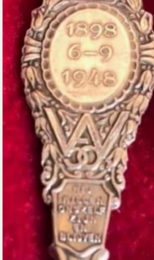 Verzilverd herdenkingslepeltje Wilhelmina 1948, Antiek en Kunst, Antiek | Bestek, Ophalen of Verzenden