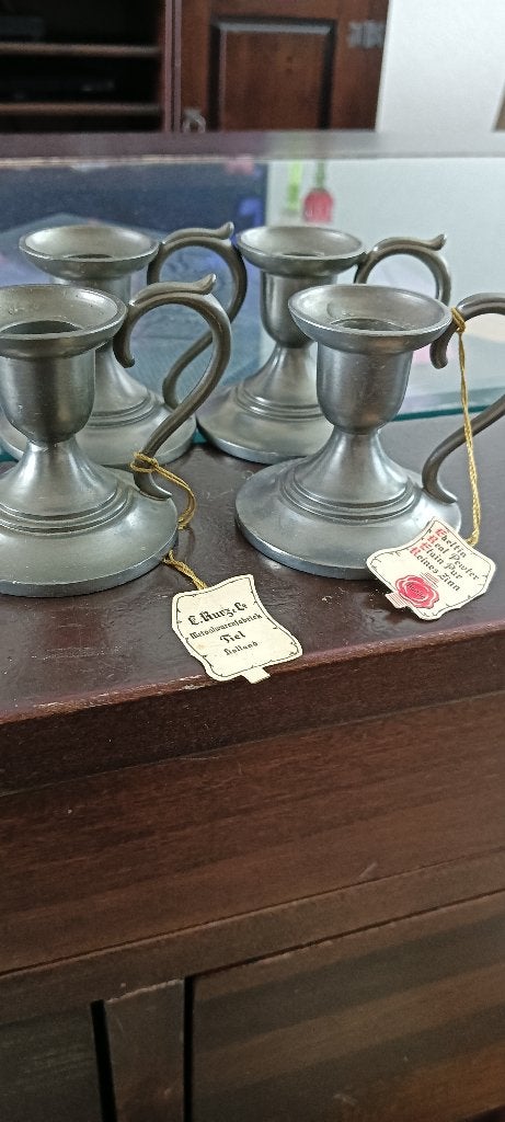 Tinnen kandelaars, Ophalen of Verzenden, Overige materialen