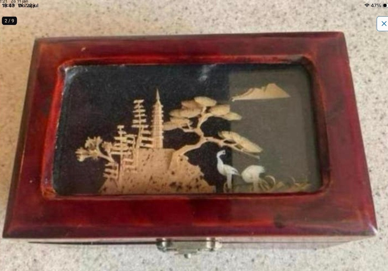 Vintage lakdoosje met diorama uit China, Ophalen of Verzenden