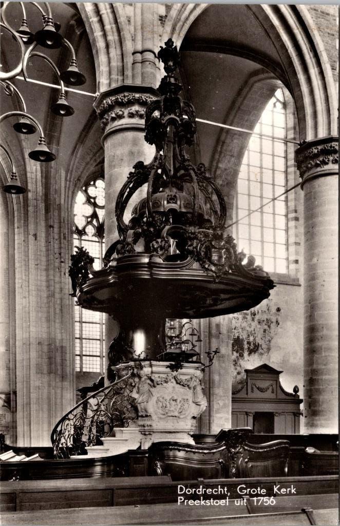 Grote Kerk Dordrecht - 4 ansichtkaarten (1962), Verzamelen, Ansichtkaarten | Nederland, Verzenden, 1960 tot 1980, Ongelopen, Zuid-Holland