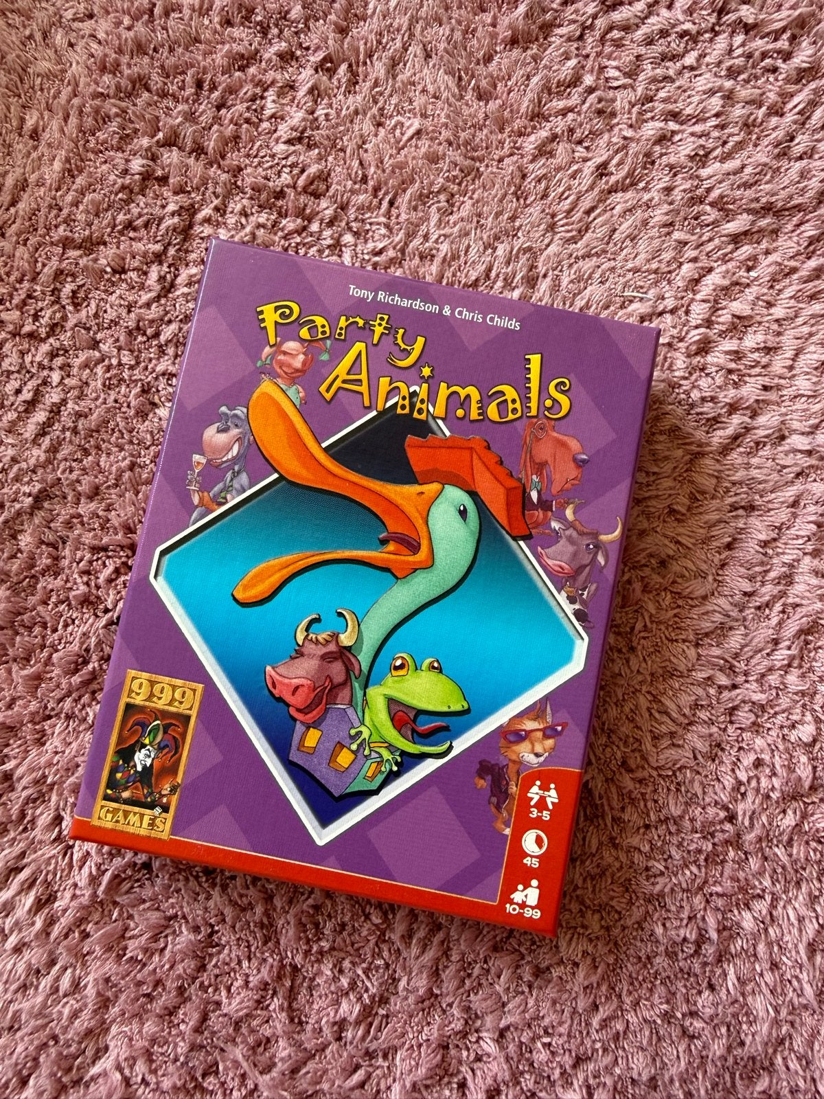 Party Animals Bordspel - 999 Games, Drie of vier spelers, Ophalen of Verzenden, Zo goed als nieuw