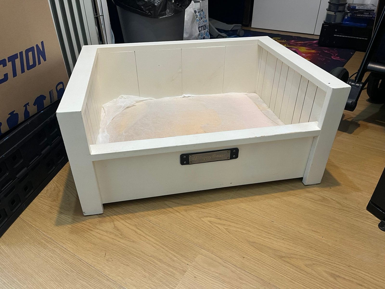 Houten honden mand happy house, Ophalen, Zo goed als nieuw, Overige
