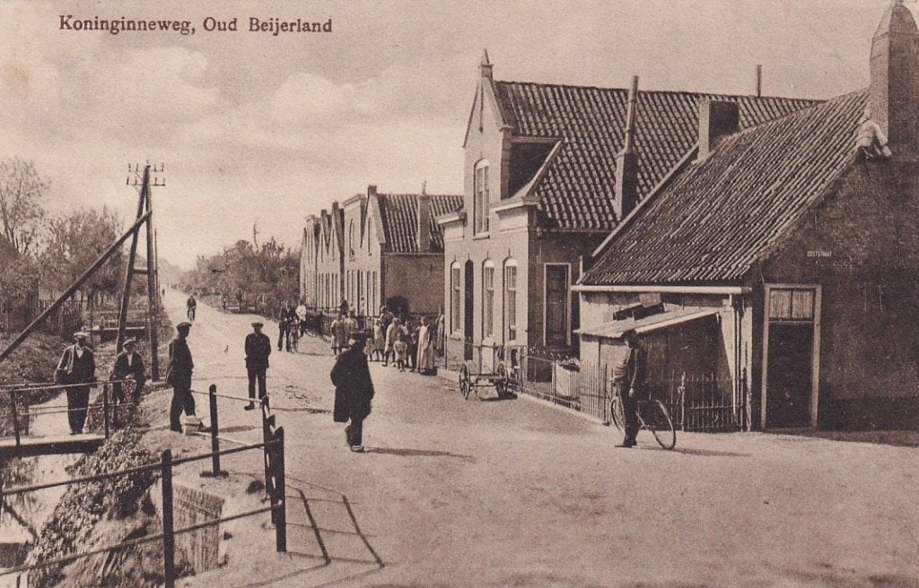 733U Oud Beijerland, Koninginneweg, treinstempel R.T.M., Ophalen of Verzenden, 1920 tot 1940, Gelopen, Zuid-Holland