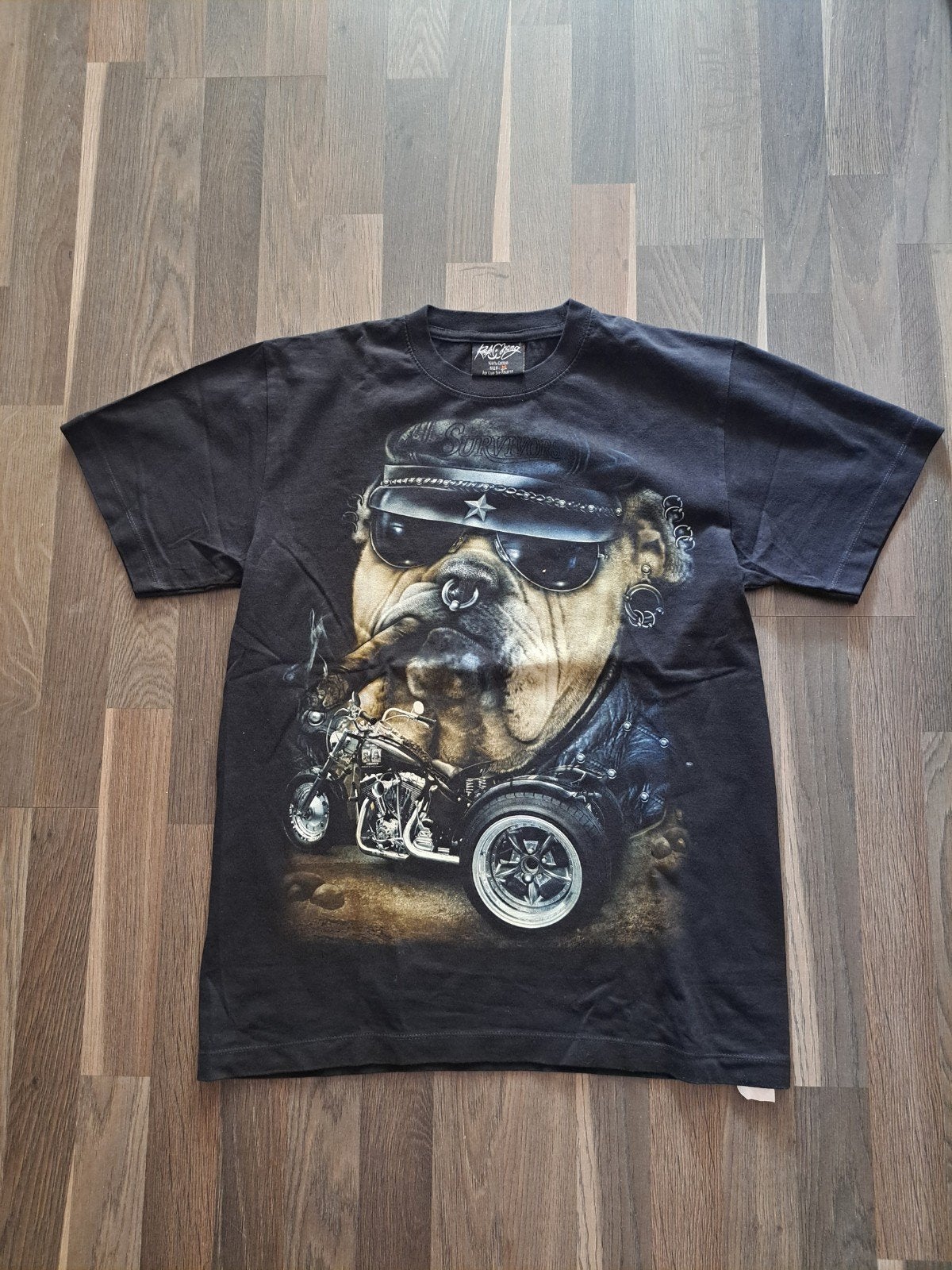 Biker T-shirt bulldog rocker - Mt M, Ophalen of Verzenden, Zo goed als nieuw, Maat 48/50 (M), Zwart