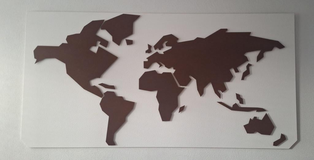 Wereldkaart 100x200cm cortenstaal met afstandhouders, Ophalen of Verzenden, Zo goed als nieuw