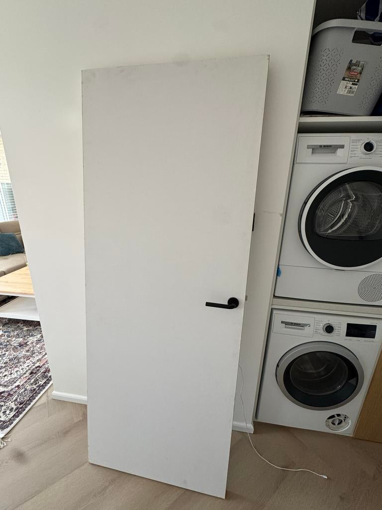 Deur met zwarte handgreep van Hornbach 74x201.5, Doe-het-zelf en Verbouw, Deuren en Horren, Gebruikt, Minder dan 80 cm, Binnendeur